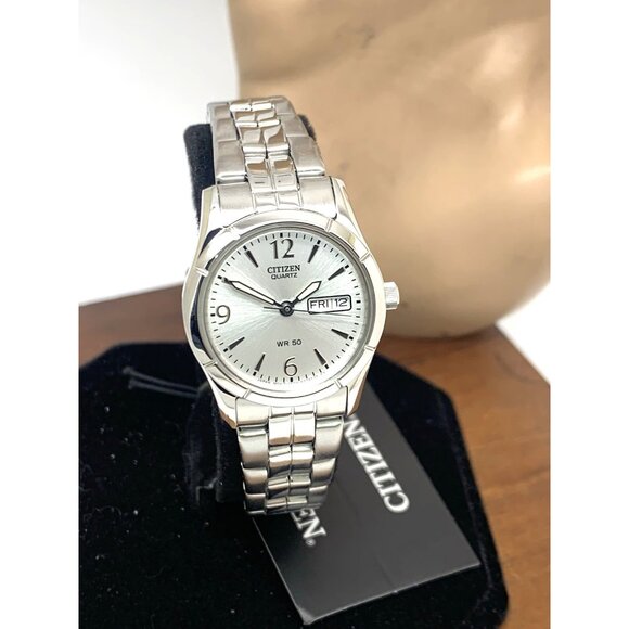 Citizen Women's Watch EQ0540-57A Quartz Silver Dial Day Date Petite 25mm Steel - Picture 14 of 15